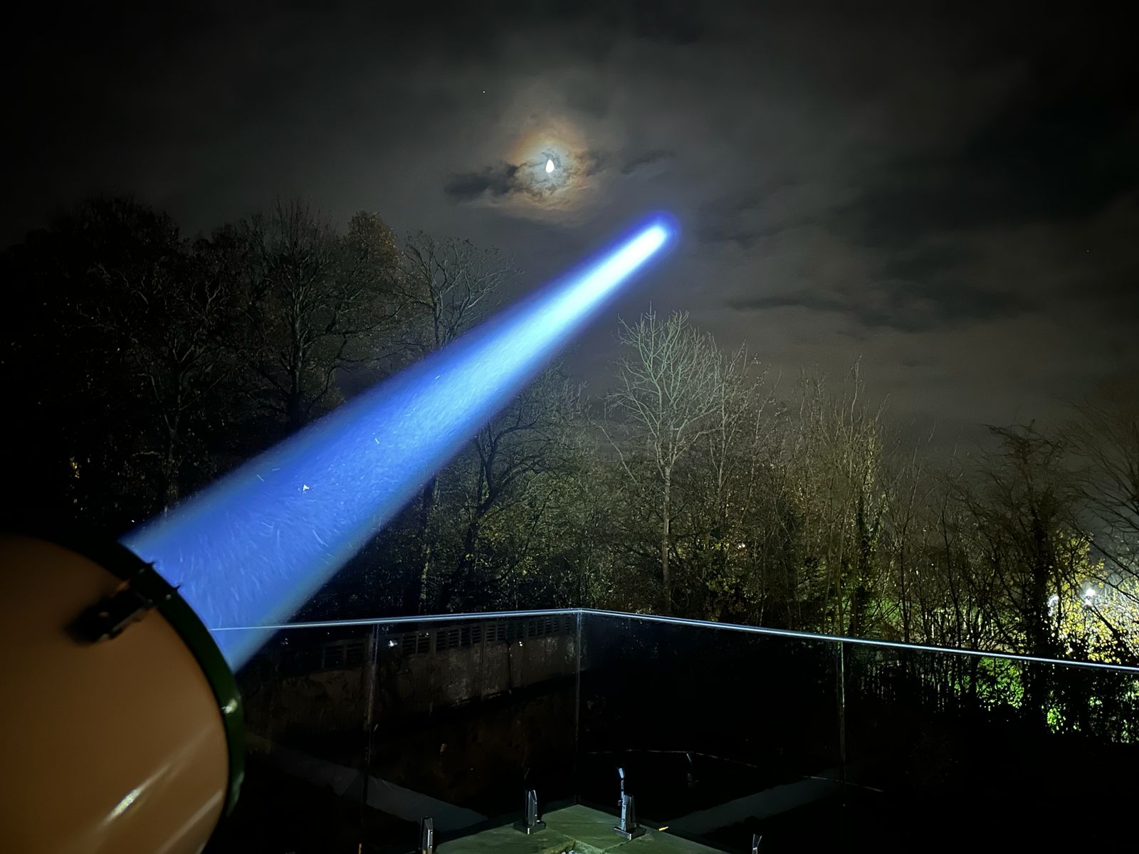 500W Laser System beam at night